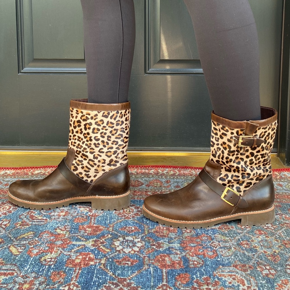 Sperry Britt Brown Leather and Leopard Boots